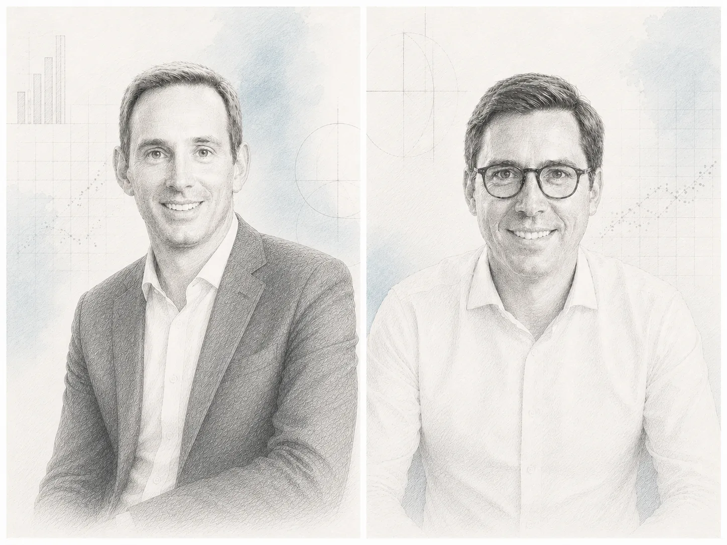 Franck Béon et Marc Rousseau — portraits au crayon