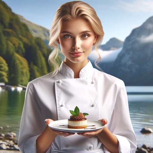 Chef presenting dessert